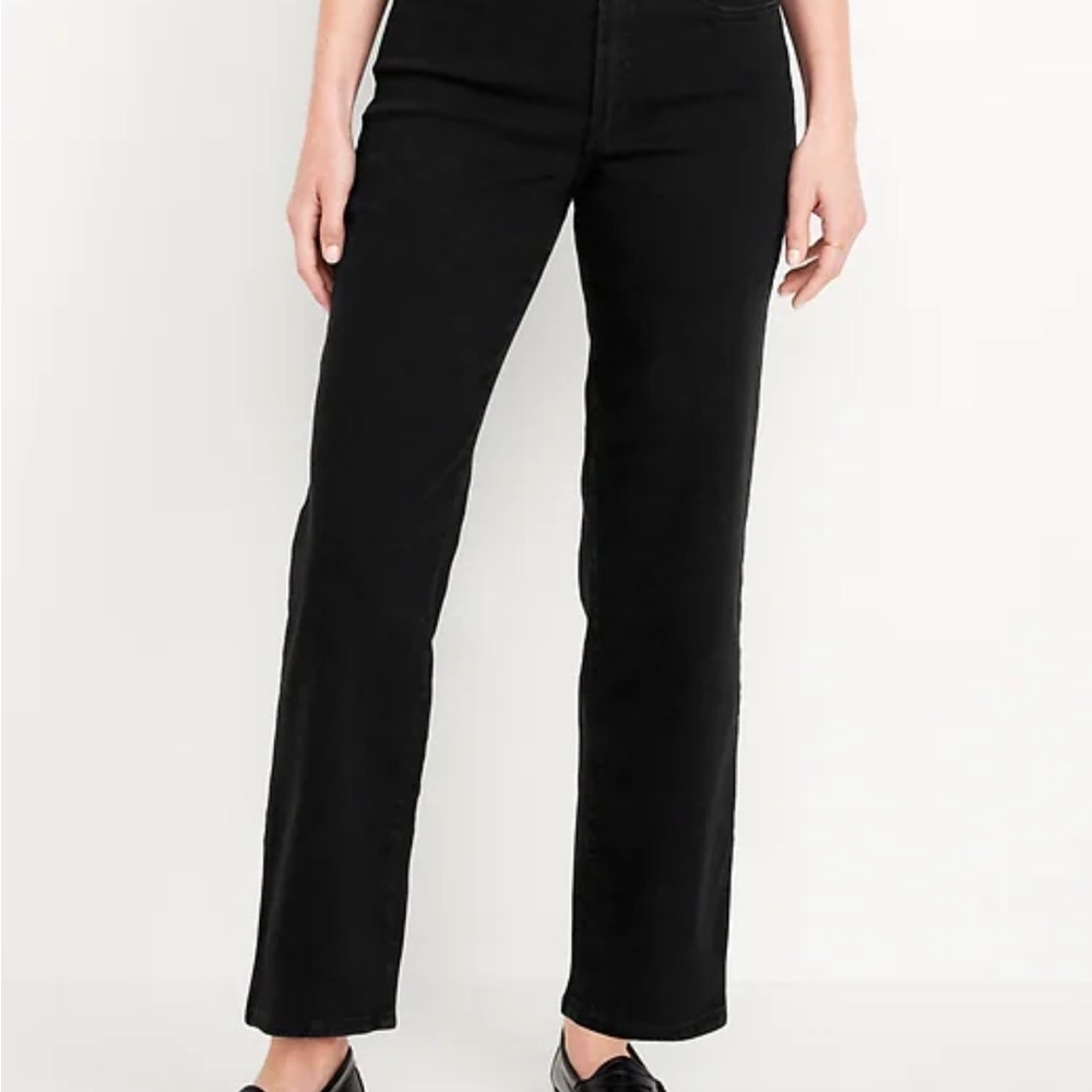Old Navy High Waisted Wow Loose Denim Classic Black Women's Jeans 12 long